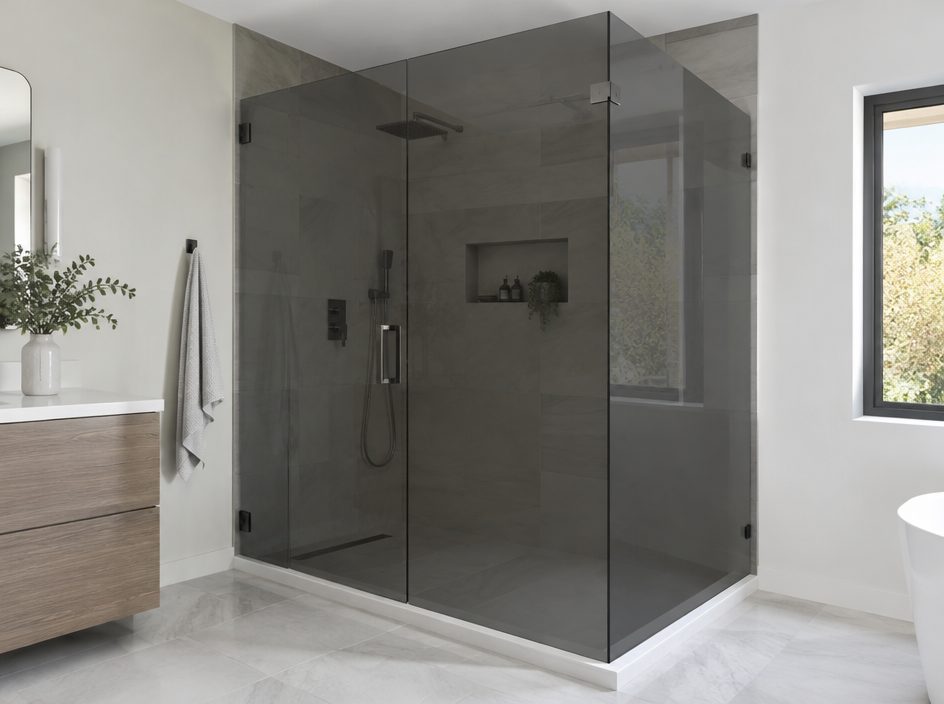 Grey shower glass sample